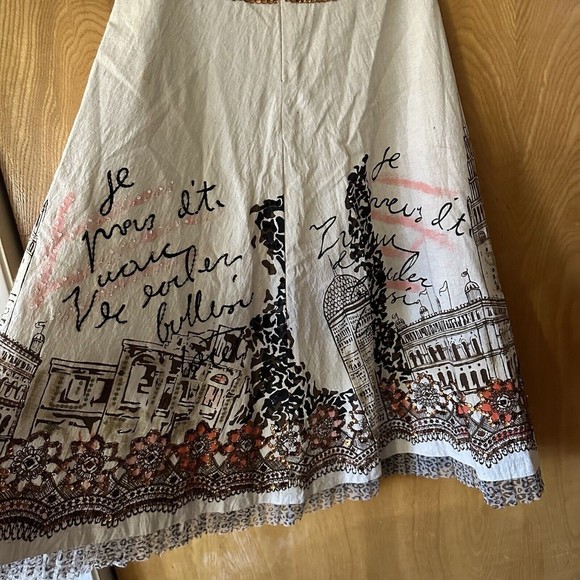 Basil & Maude Skirt Sz 2 Beaded Embroidered A-Line Beige Silver Collection Women - Picture 9 of 15